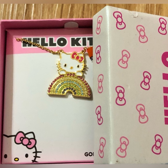 Hello Kitty gold plated hello kitty on a rainbow necklace new - Picture 5 of 8